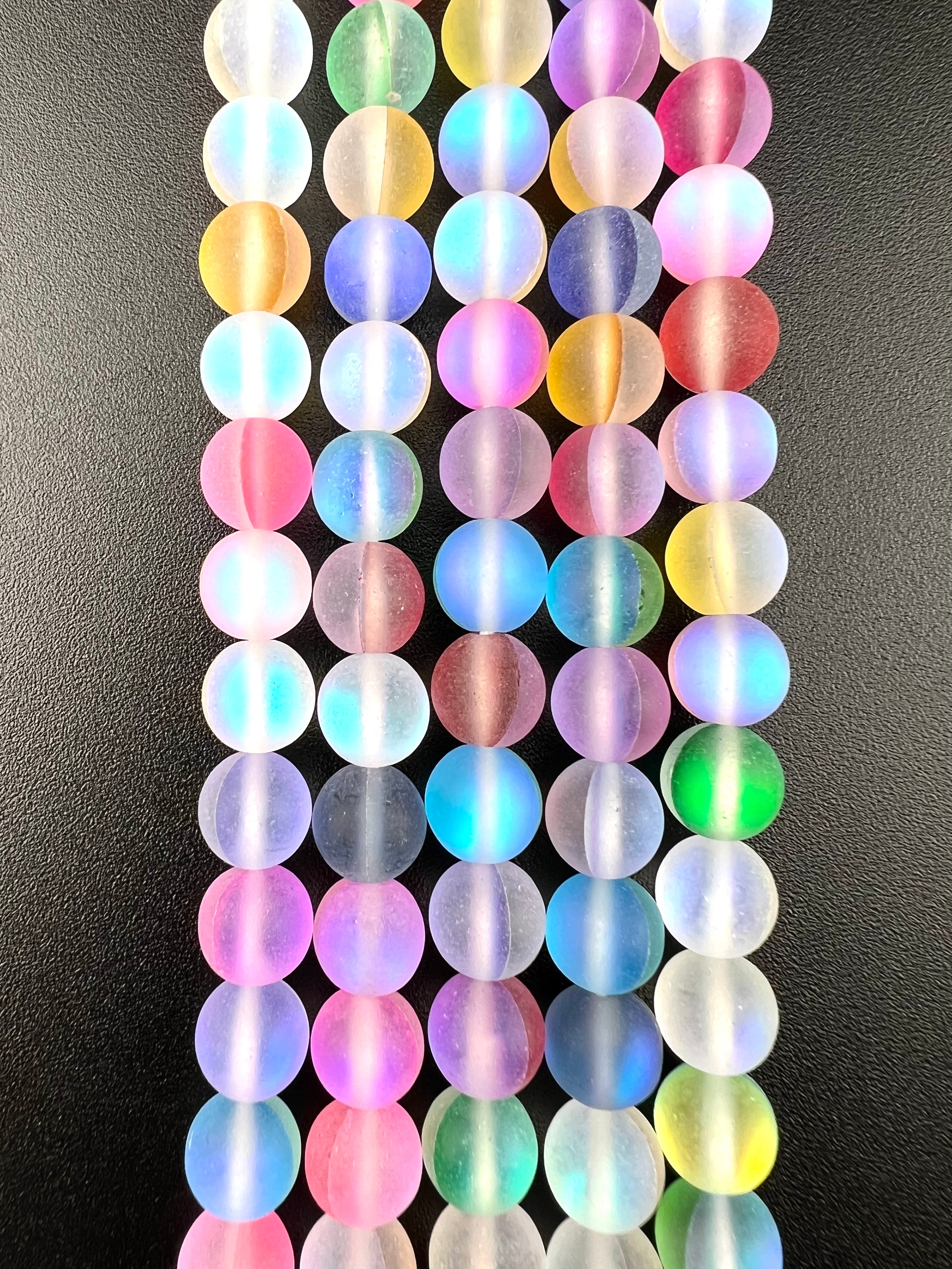 8mm Aurora Glass Beads Matte Mix colour
