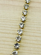 2mm Gold Metal Rhinestone Banding With Clear Crystal