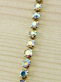 2.4mm Gold Metal Rhinestone Banding With Clear AB Crystal