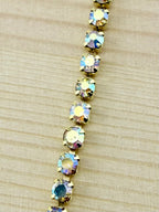 2mm Gold Metal Rhinestone Banding With Clear AB Crystal