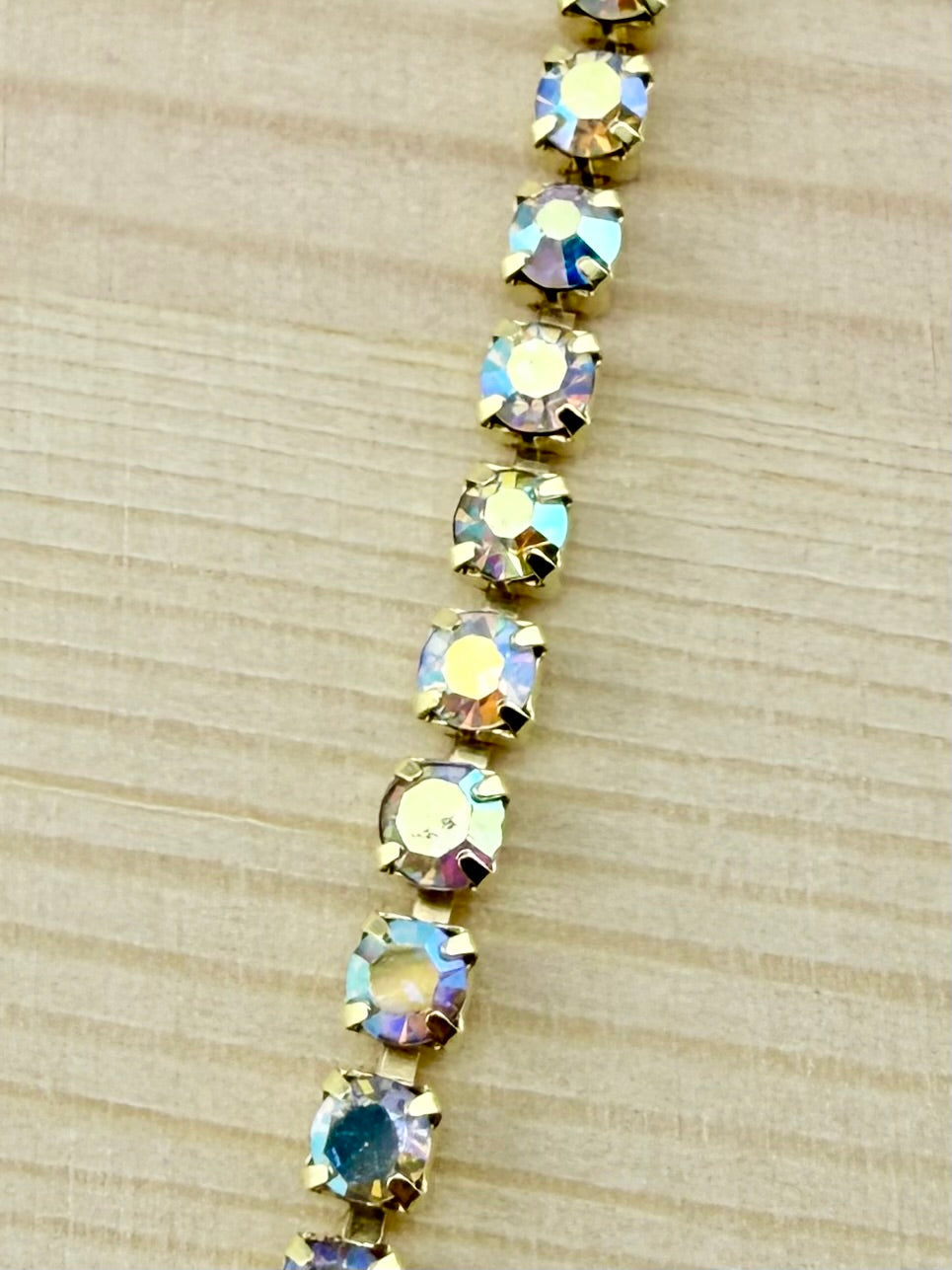 2mm Gold Metal Rhinestone Banding With Clear AB Crystal