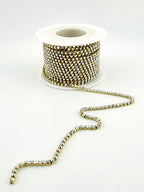 2mm Gold Metal Rhinestone Banding With Clear AB Crystal