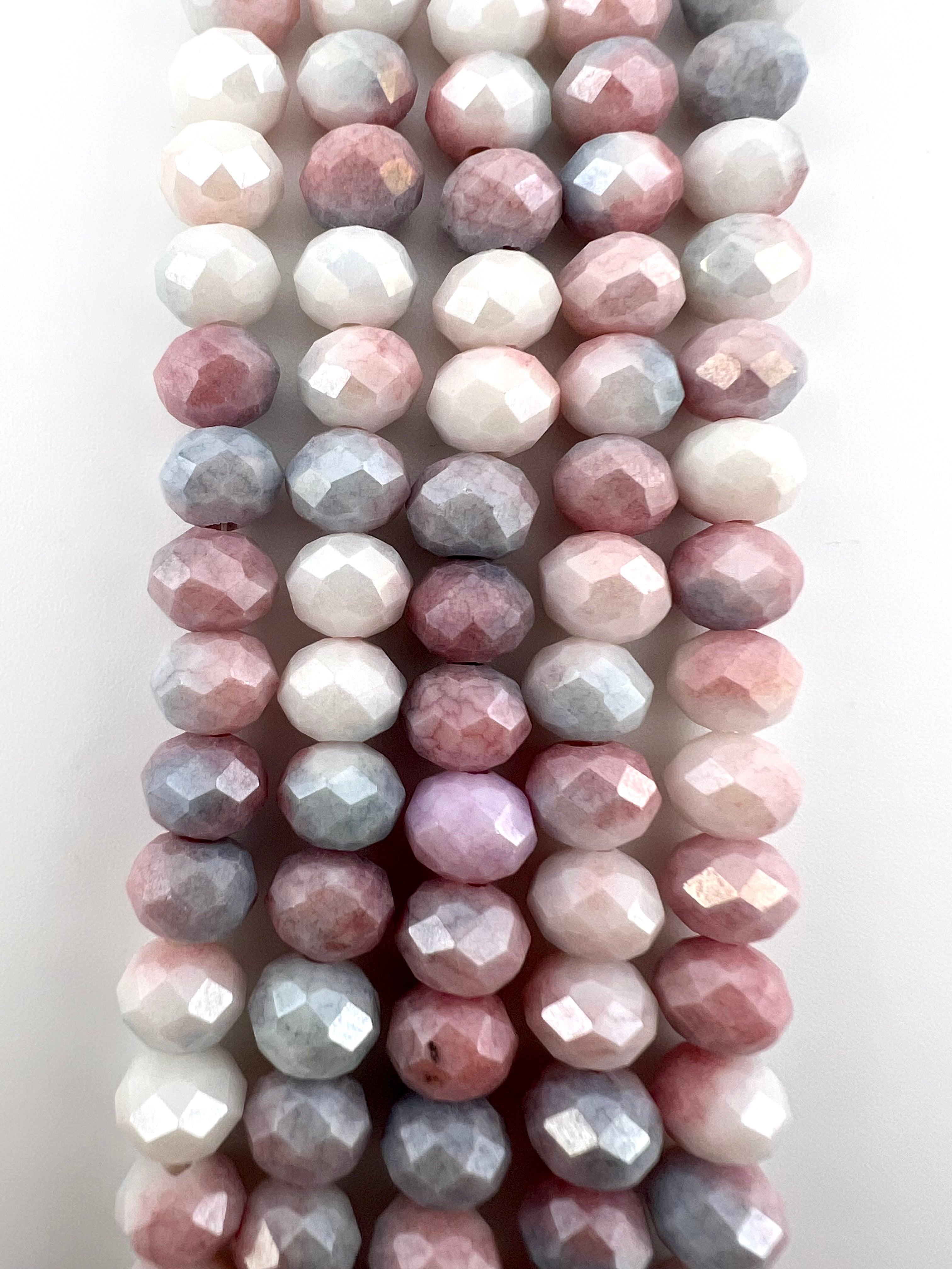 8mm Glass Faceted Rondelle Beads Purple Mix