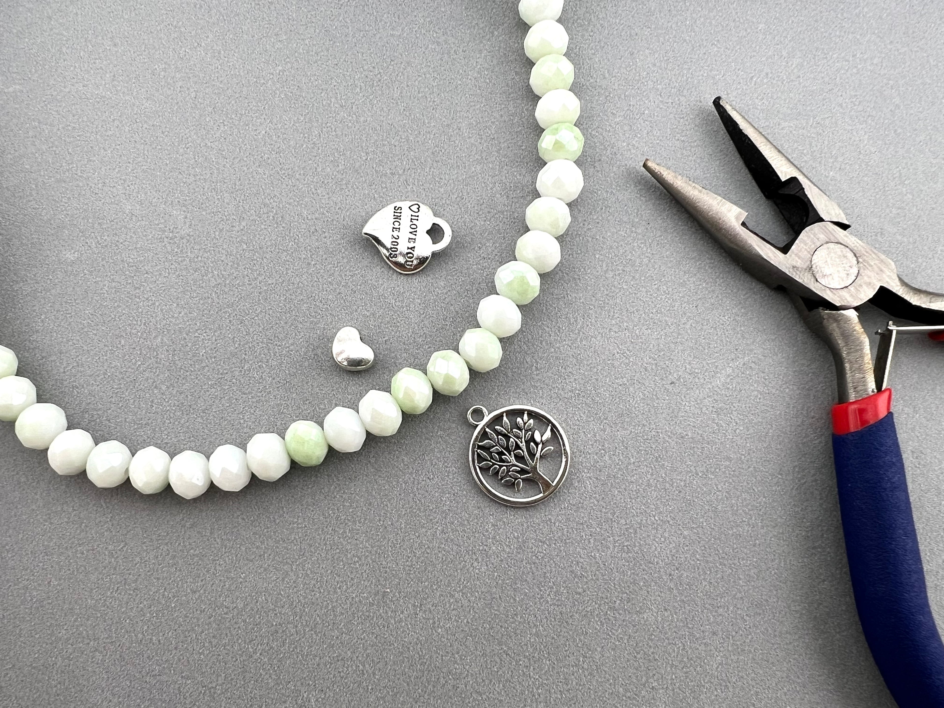 8mm Glass Faceted Rondelle Beads Mint Green-White