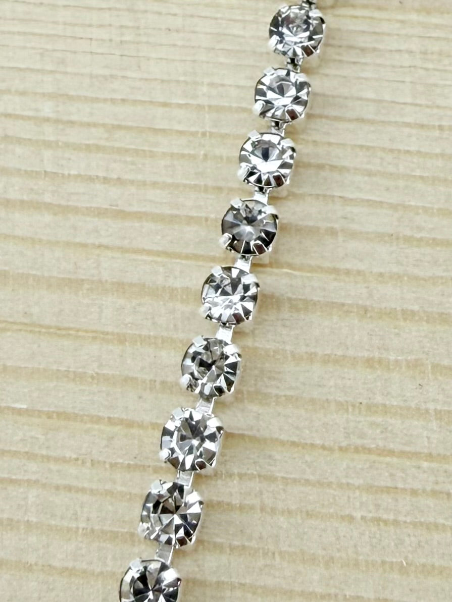2mm Silver Metal Rhinestone Banding With Clear Crystal
