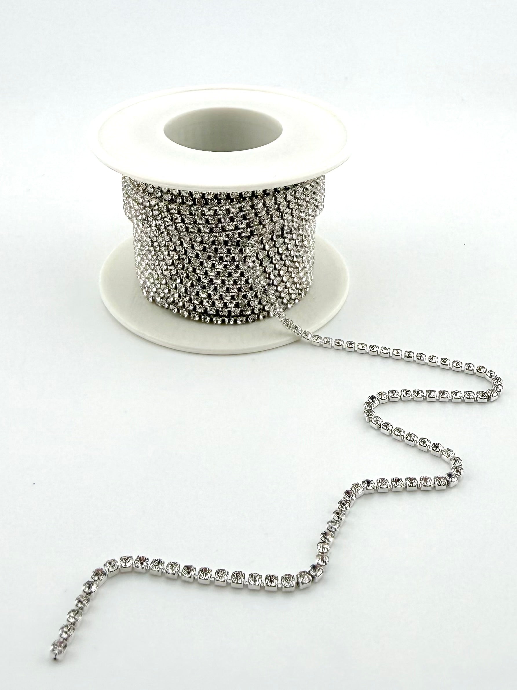 2mm Silver Metal Rhinestone Banding With Clear Crystal