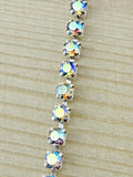 2mm Silver Metal Rhinestone Banding With Clear AB Crystal