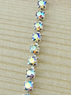 2mm Silver Metal Rhinestone Banding With Clear AB Crystal