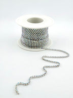 2mm Silver Metal Rhinestone Banding With Clear AB Crystal