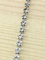 2mm Silver Metal Rhinestone Banding With Clear Crystal