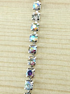2mm Silver Metal Rhinestone Banding With Clear AB Crystal