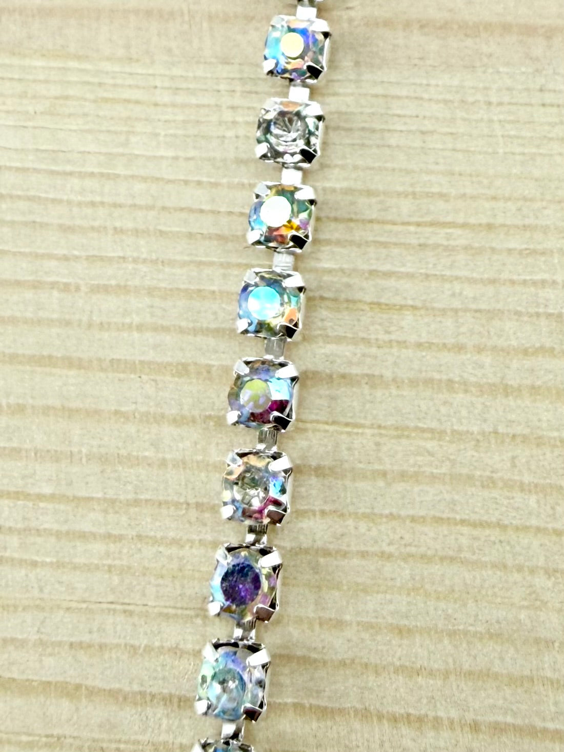 2mm Silver Metal Rhinestone Banding With Clear AB Crystal