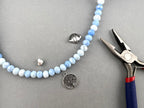 8mm Glass Faceted Rondelle Beads Dark Blue-White
