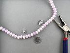 8mm Glass Faceted Rondelle Beads Light Purple-White