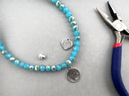 8mm Glass Faceted Rondelle Beads Two Tone Blue-Silver