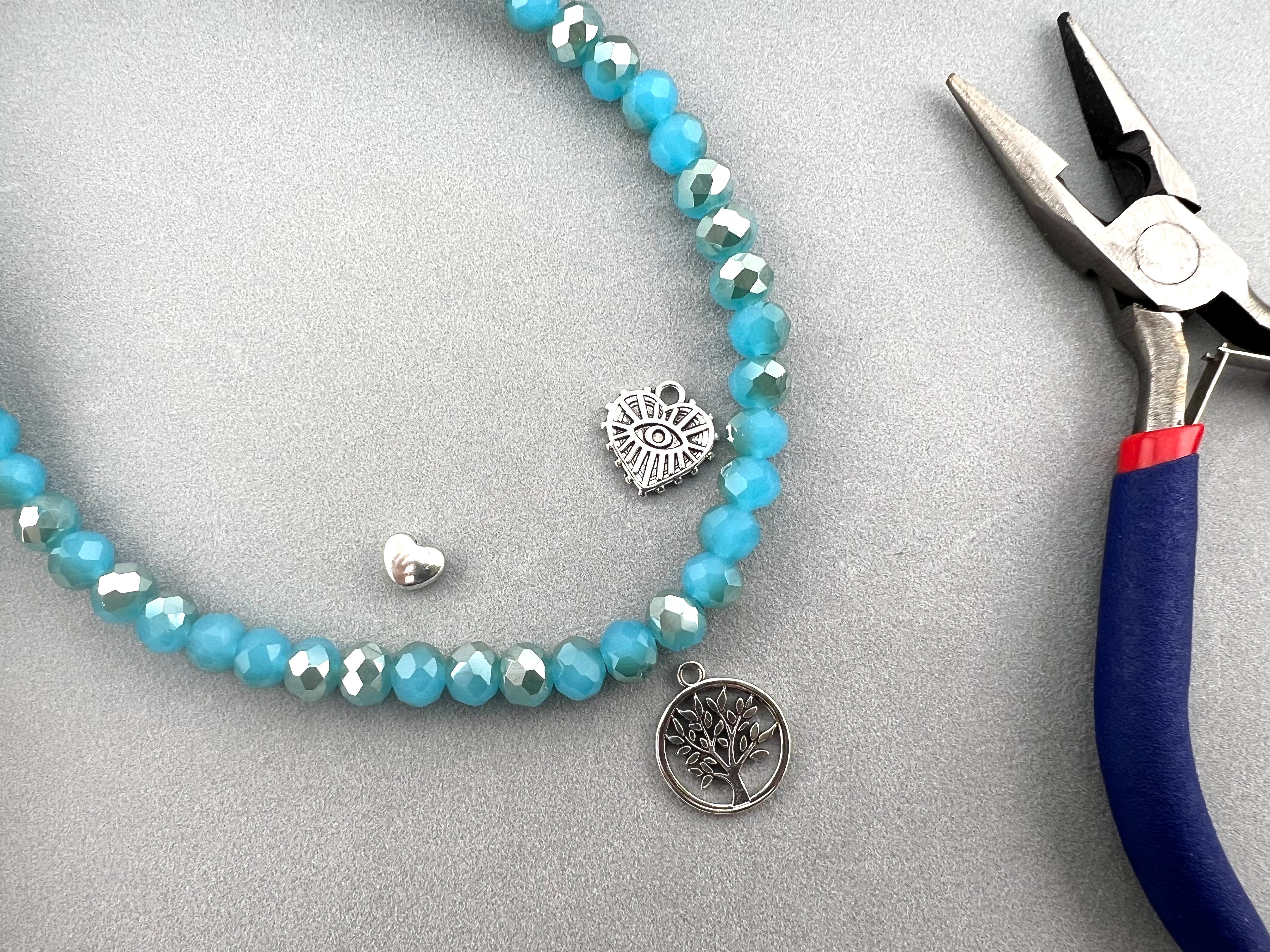 8mm Glass Faceted Rondelle Beads Two Tone Blue-Silver