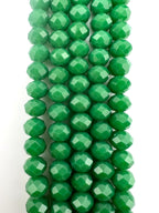 8mm Glass Faceted Rondelle Beads Medium Green