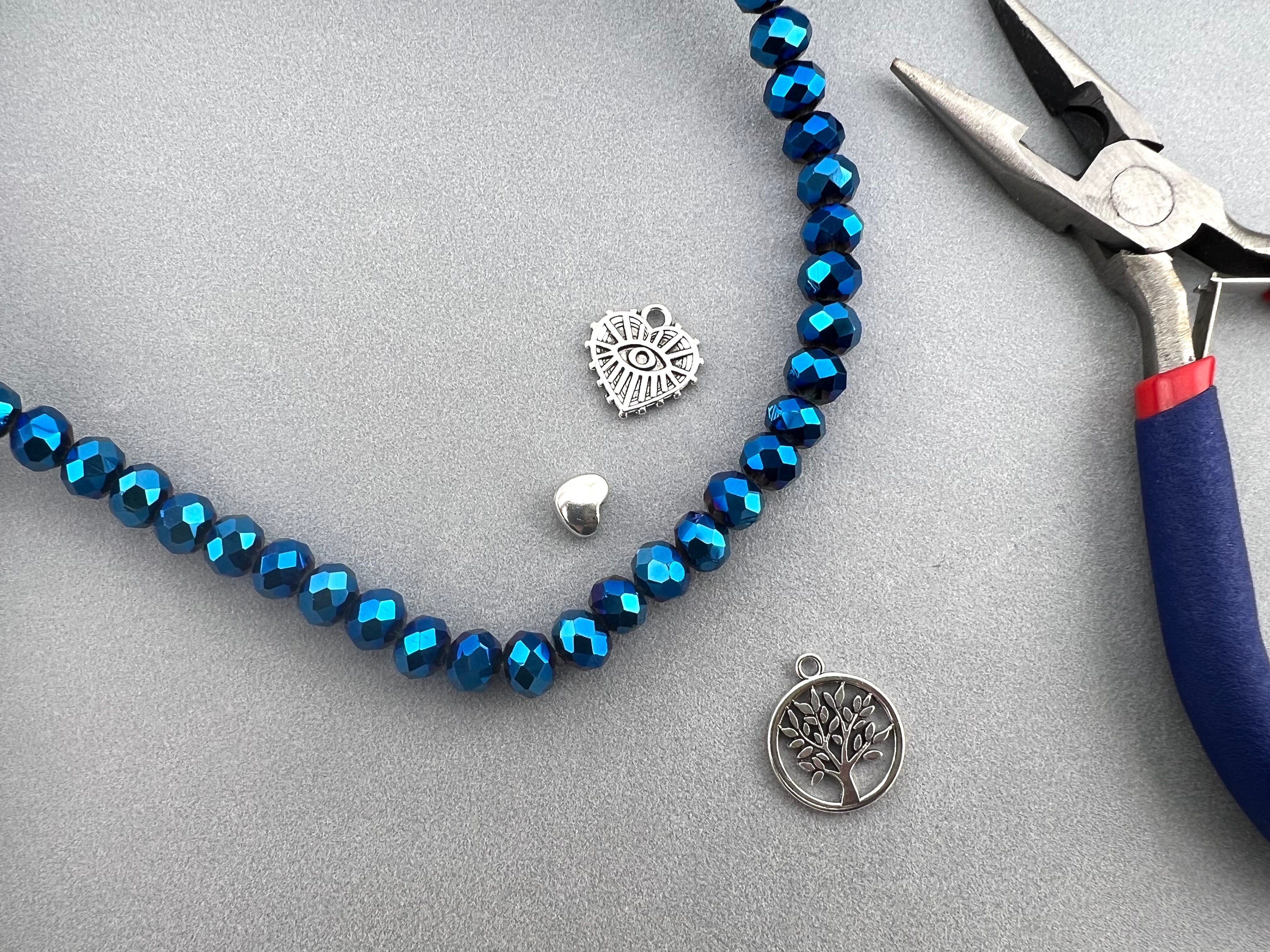 8mm Glass Faceted Rondelle Beads Metallic Blue