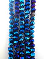 8mm Glass Faceted Rondelle Beads Metallic Blue
