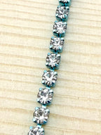 2mm Blue Metal Rhinestone Banding With Clear Crystal