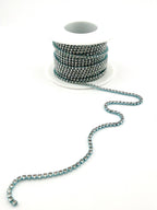 2mm Blue Metal Rhinestone Banding With Clear Crystal