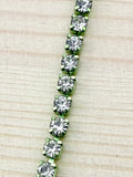 2mm Light Green Metal Rhinestone Banding With Clear Crystal