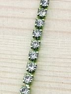 2mm Light Green Metal Rhinestone Banding With Clear Crystal