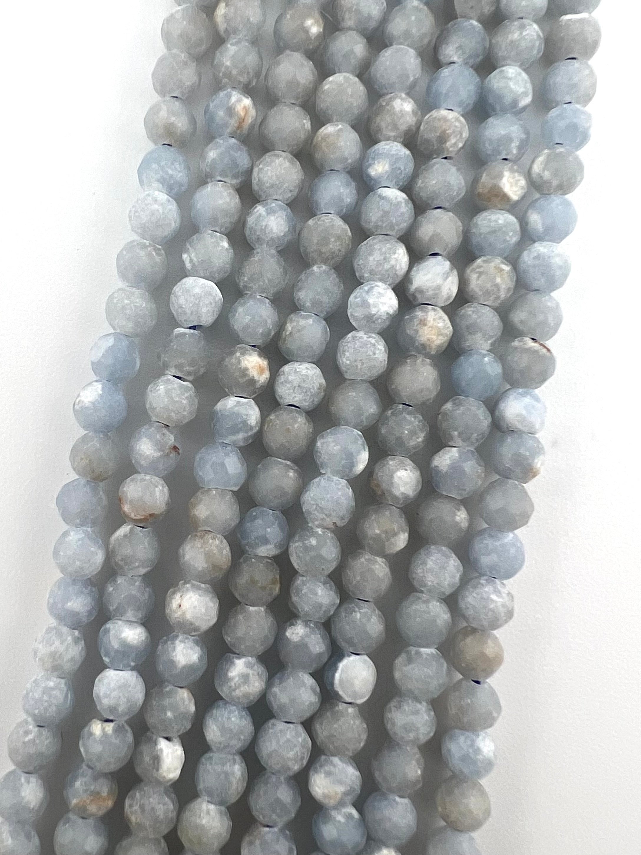 3mm Faceted Aquamarine Beads
