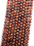 3.4mm Faceted Orange Garnet Beads