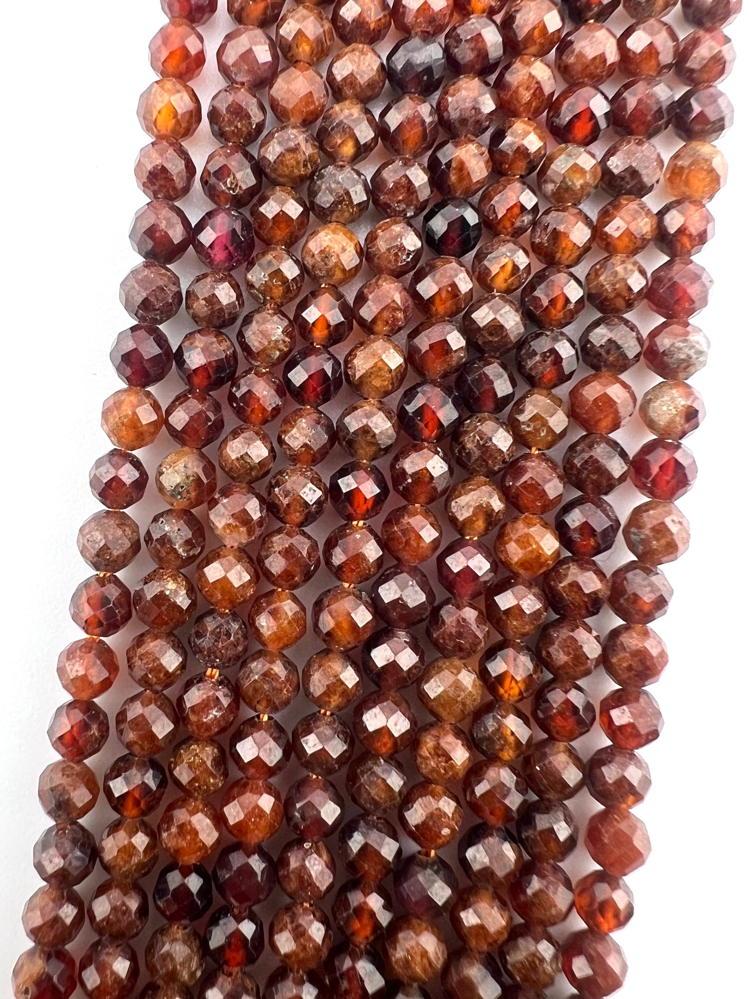 3mm Faceted Orange Garnet Beads
