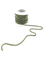 2mm Light Green Metal Rhinestone Banding With Clear Crystal