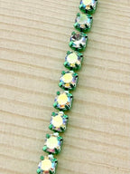 2mm Green Metal Rhinestone Banding With Clear AB Crystal