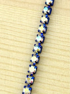 2mm Blue Metal Rhinestone Banding With Clear AB Crystal