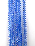 6mm Faceted Squished Bicone Glass Beads Blue