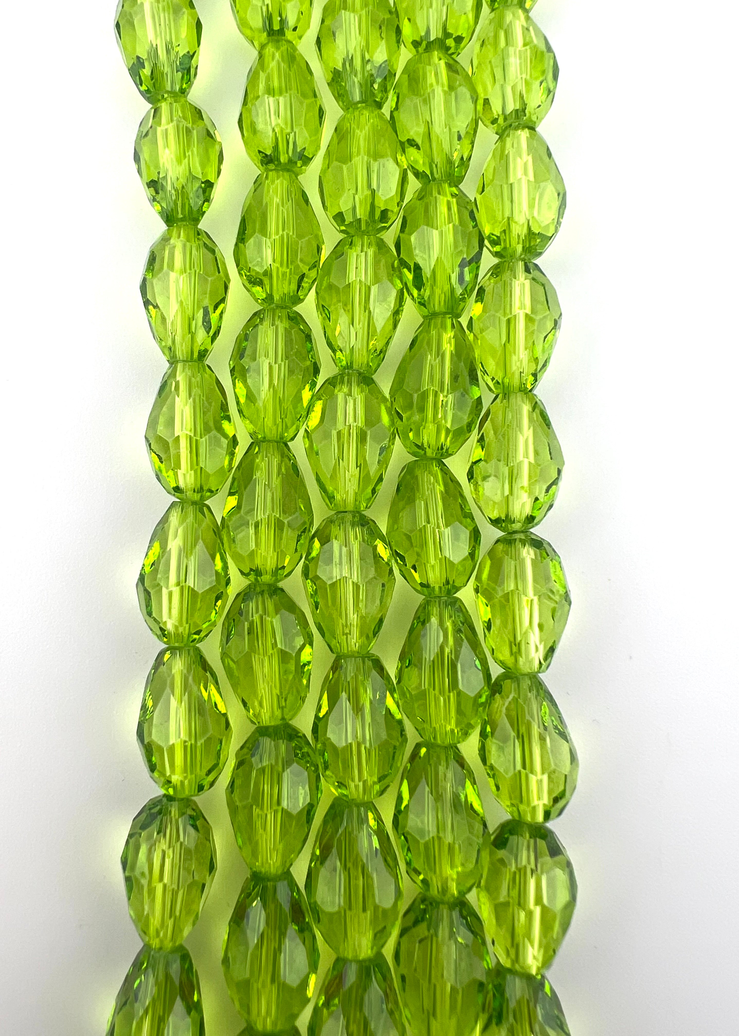 12mm*8mm Glass Tear Drop Beads Green