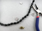 12mm*8mm Glass Tear Drop Beads Black