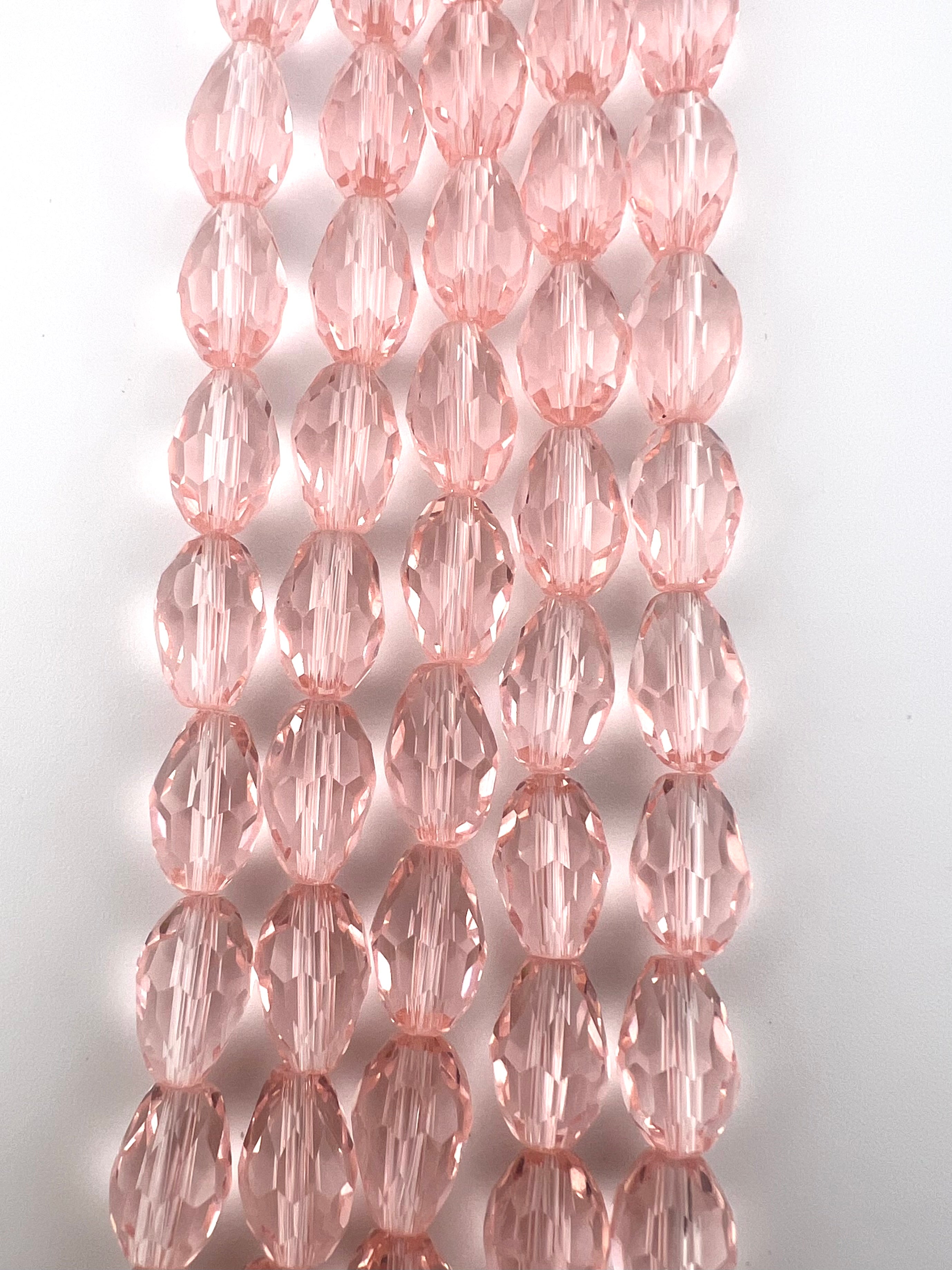 12mm*8mm Glass Tear Drop Beads Transparent Pink