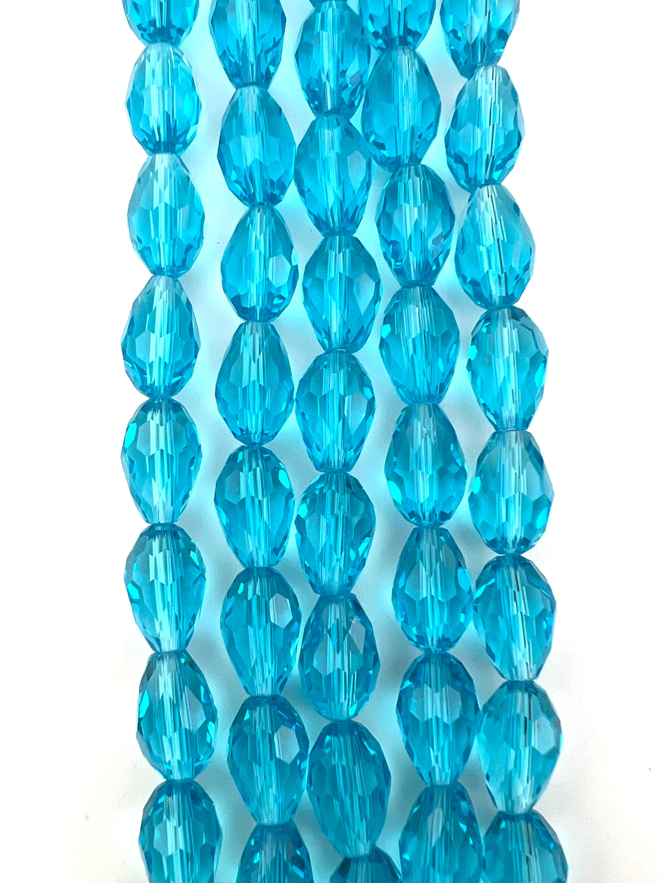 12mm*8mm Glass Tear Drop Beads Aqua Blue