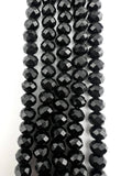 8mm Glass Faceted Rondelle Beads Black