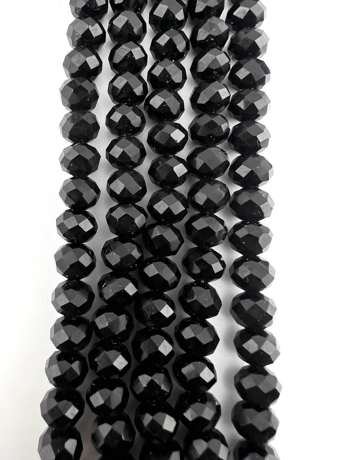 8mm Glass Faceted Rondelle Beads Black
