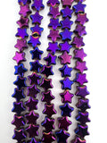 8mm Glass Star Beads Strand Metalic purple