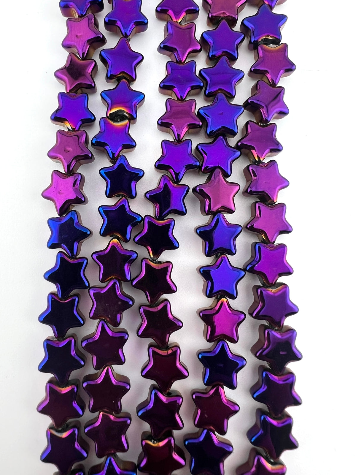 8mm Glass Star Beads Strand Metalic purple