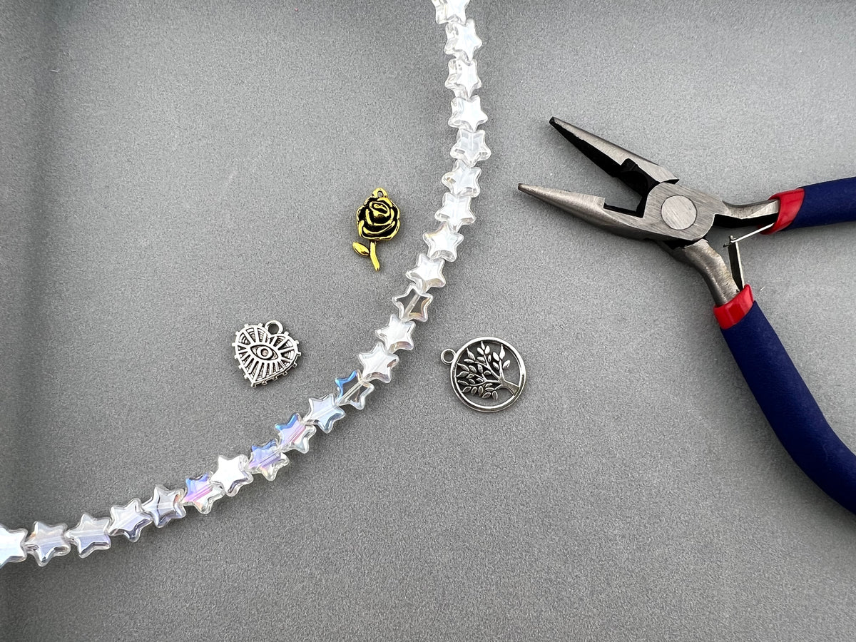 8mm Glass Star Beads Strand Crsytal AB