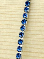 2mm Silver Metal Rhinestone Banding With Blue Crystal