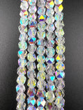 6mm Faceted Glass Cornerless Cube Beads Strand Crystal AB