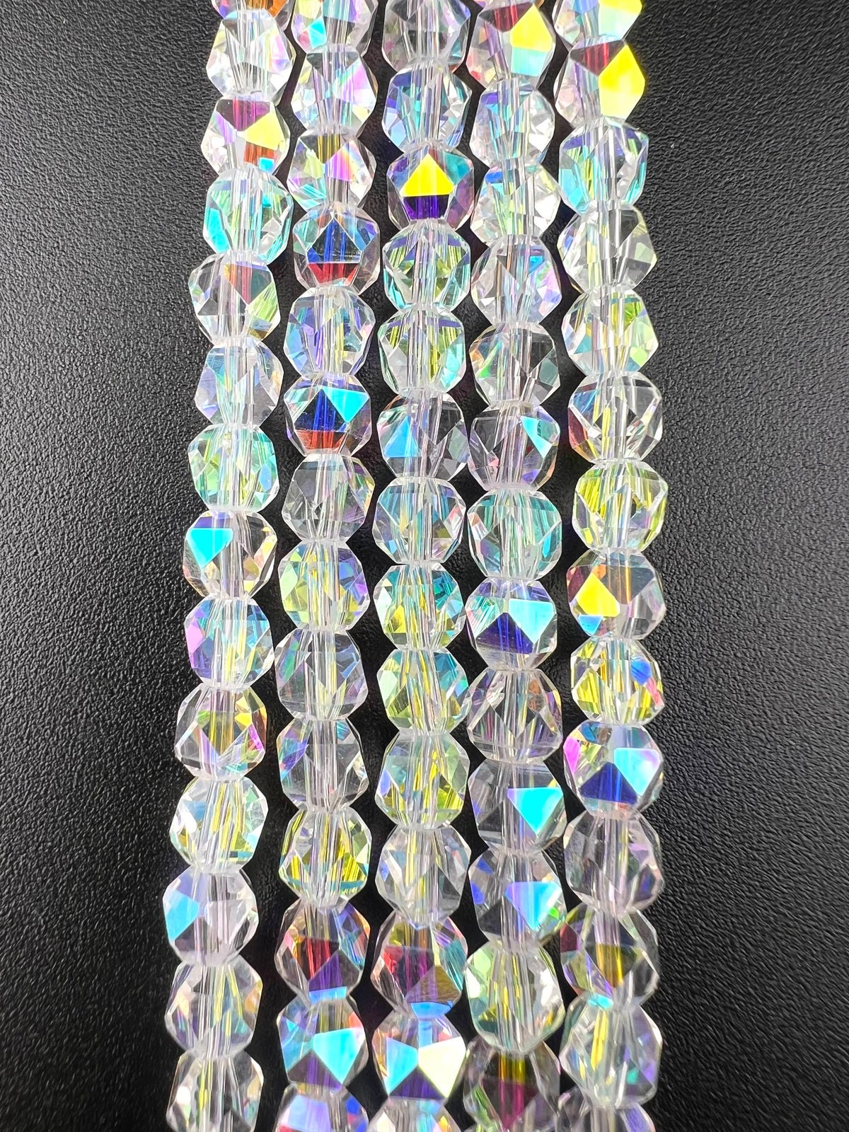 6mm Faceted Glass Cornerless Cube Beads Strand Crystal AB