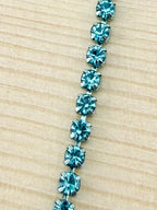 2mm Silver Metal Rhinestone Banding With Light Blue Crystal