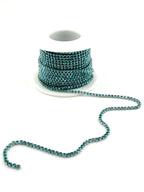 2mm Silver Metal Rhinestone Banding With Light Blue Crystal