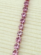 2mm Pink Metal Rhinestone Banding With Pink Crystal