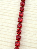 2mm Red Metal Rhinestone Banding With Red Crystal